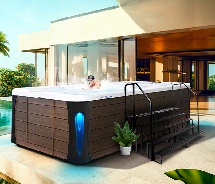 Calspas hot tub being used in a family setting - Redwood City
